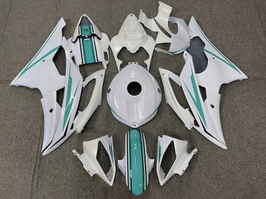 2008-2016 Gloss White and Teal Yamaha R6 Fairings for Sale