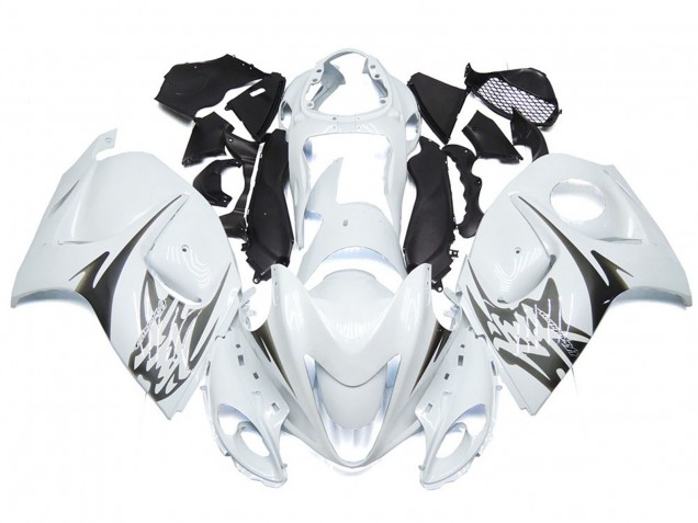 2008-2019 Gloss White with Silver Style Suzuki GSXR 1300 Fairings for Sale