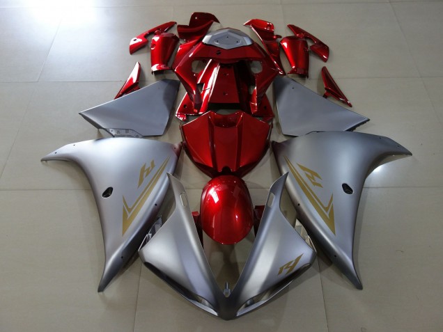 2009-2012 Matte Silver & Gloss Red Yamaha R1 Fairings for Sale