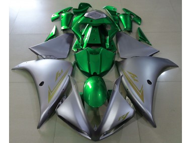 2009-2012 Matte Silver & Green Yamaha R1 Fairings for Sale