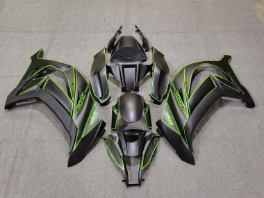 2011-2015 Matte Black & Green Lining Kawasaki ZX10R Fairings for Sale