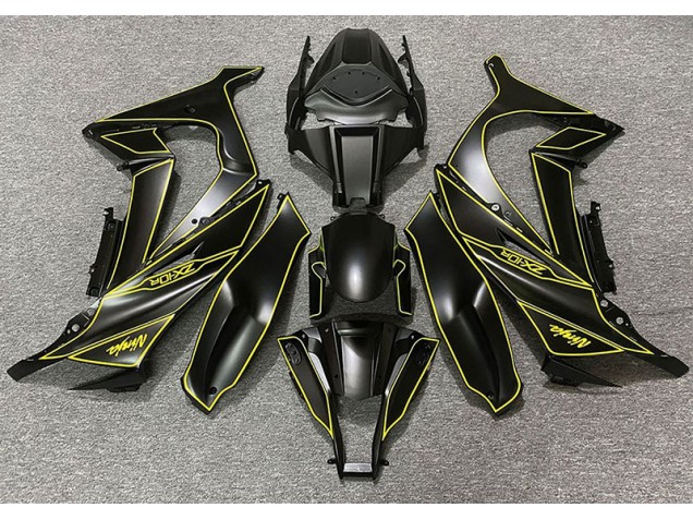 2011-2015 Matte Black & Yellow Lining Kawasaki ZX10R Fairings for Sale