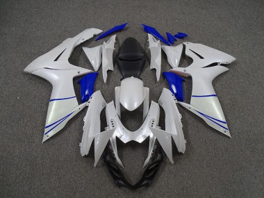 2011-2020 Pearl White and Dark Blue Suzuki GSXR 600-750 Fairings for Sale