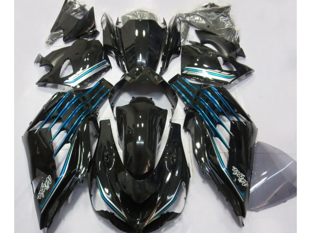 2012-2019 Gloss Black & Light Blue Kawasaki ZX14R Fairings for Sale