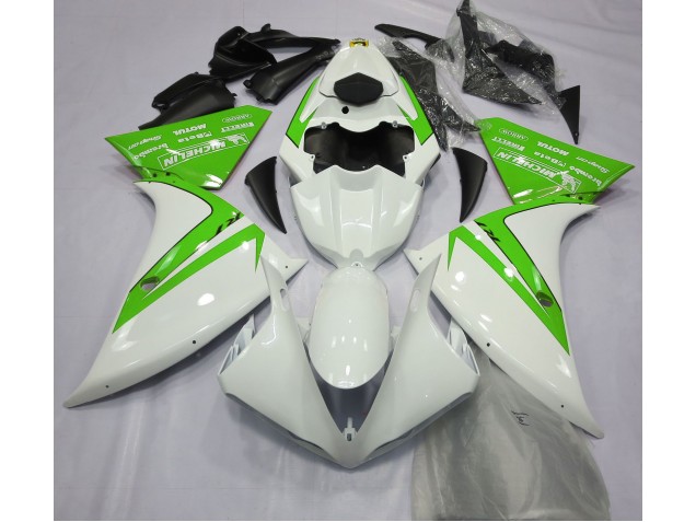 2013-2014 Gloss White and Green Yamaha R1 Fairings for Sale