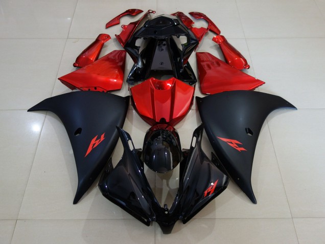 2013-2014 Matte Black and Fire Red Yamaha R1 Fairings for Sale