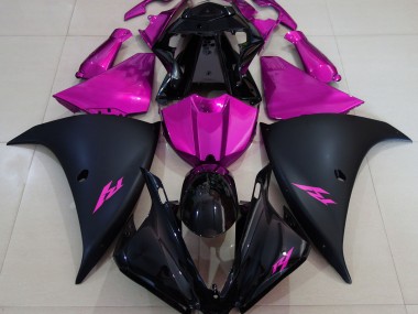 2013-2014 Matte Black and Pink Yamaha R1 Fairings for Sale