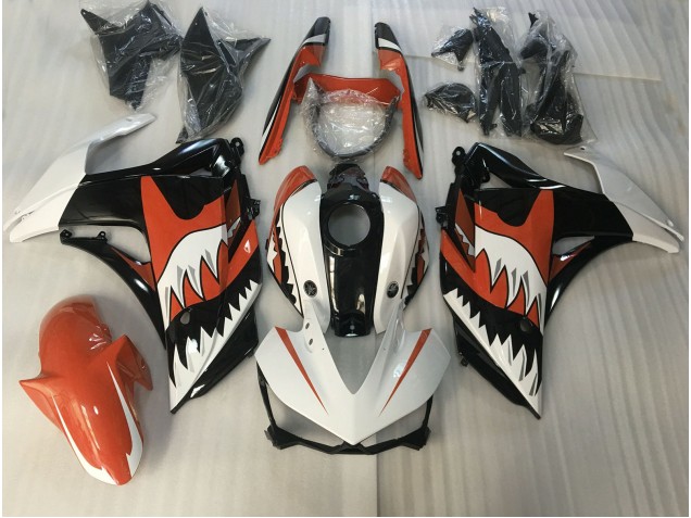 2015-2018 Orange and White Shark Yamaha R3 Fairings for Sale