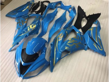 2016-2019 Gloss Blue with Gold Kawasaki ZX10R Fairings for Sale