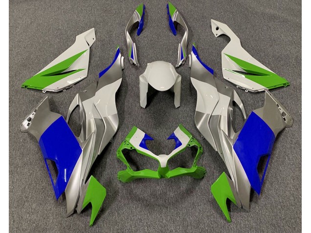 2019-2020 Gloss Green Blue and Silver Kawasaki ZX6R Fairings for Sale